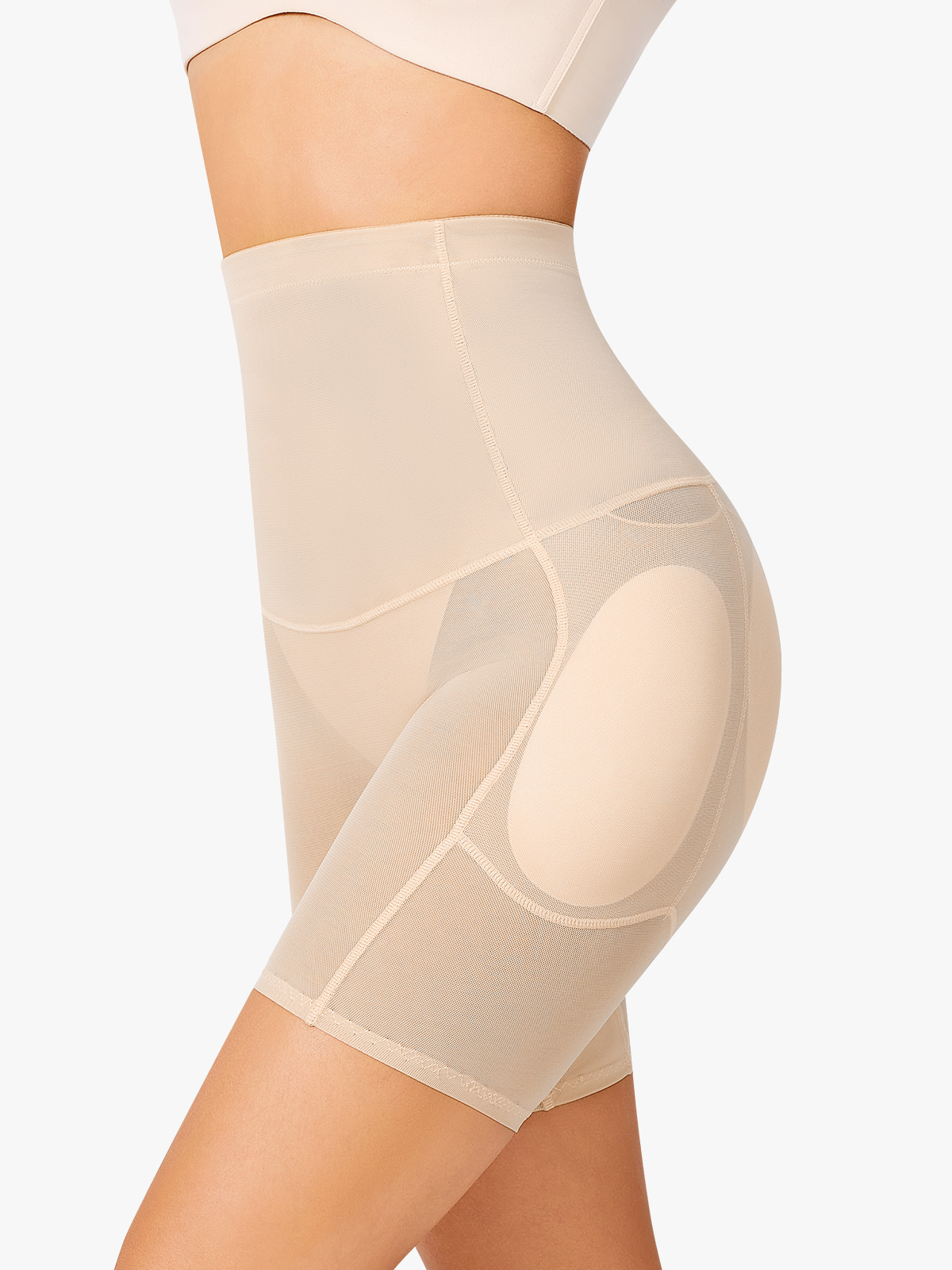  Padded Mesh Tummy Control Butt Lift Shorts