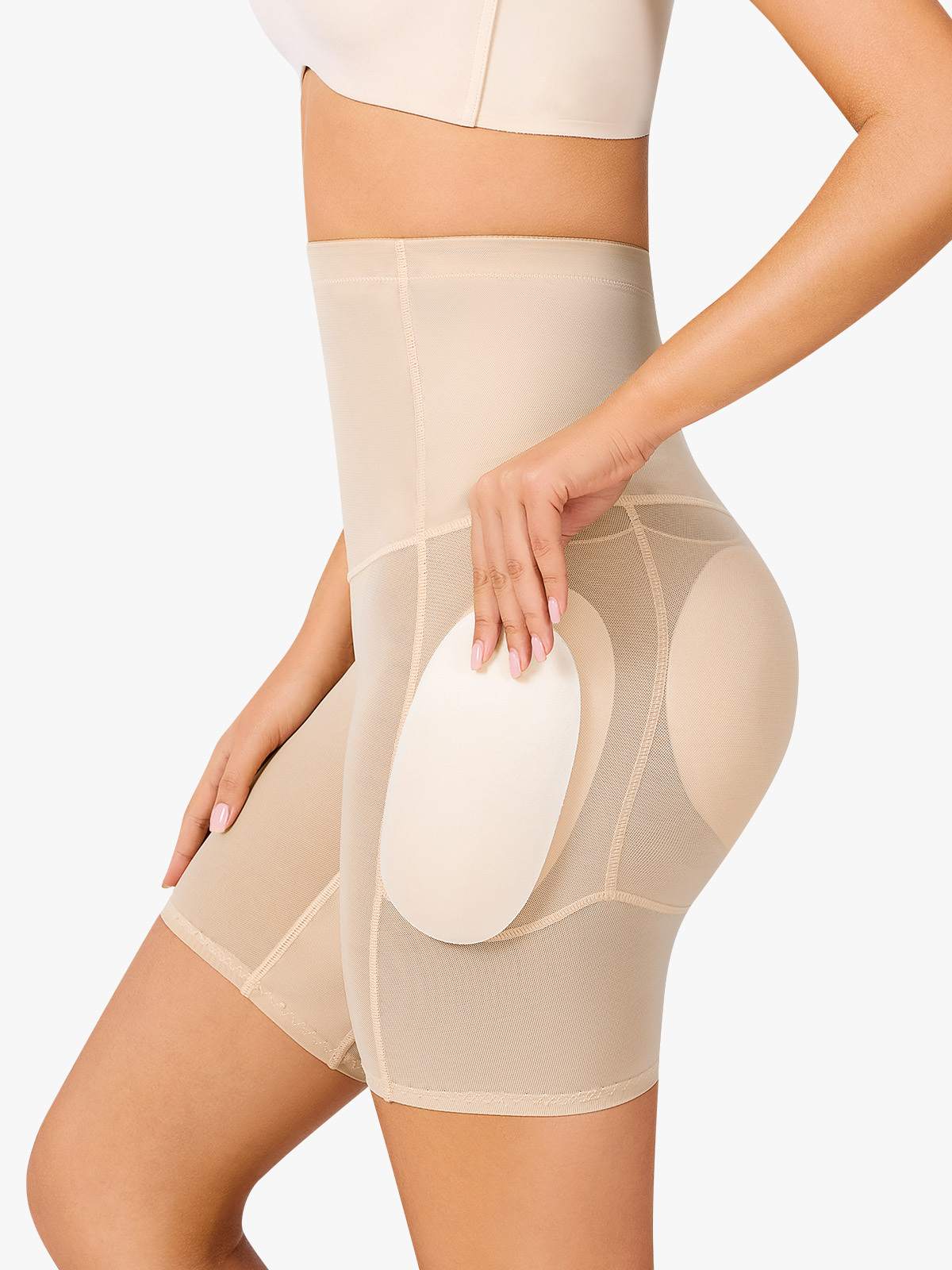  Padded Mesh Tummy Control Butt Lift Shorts