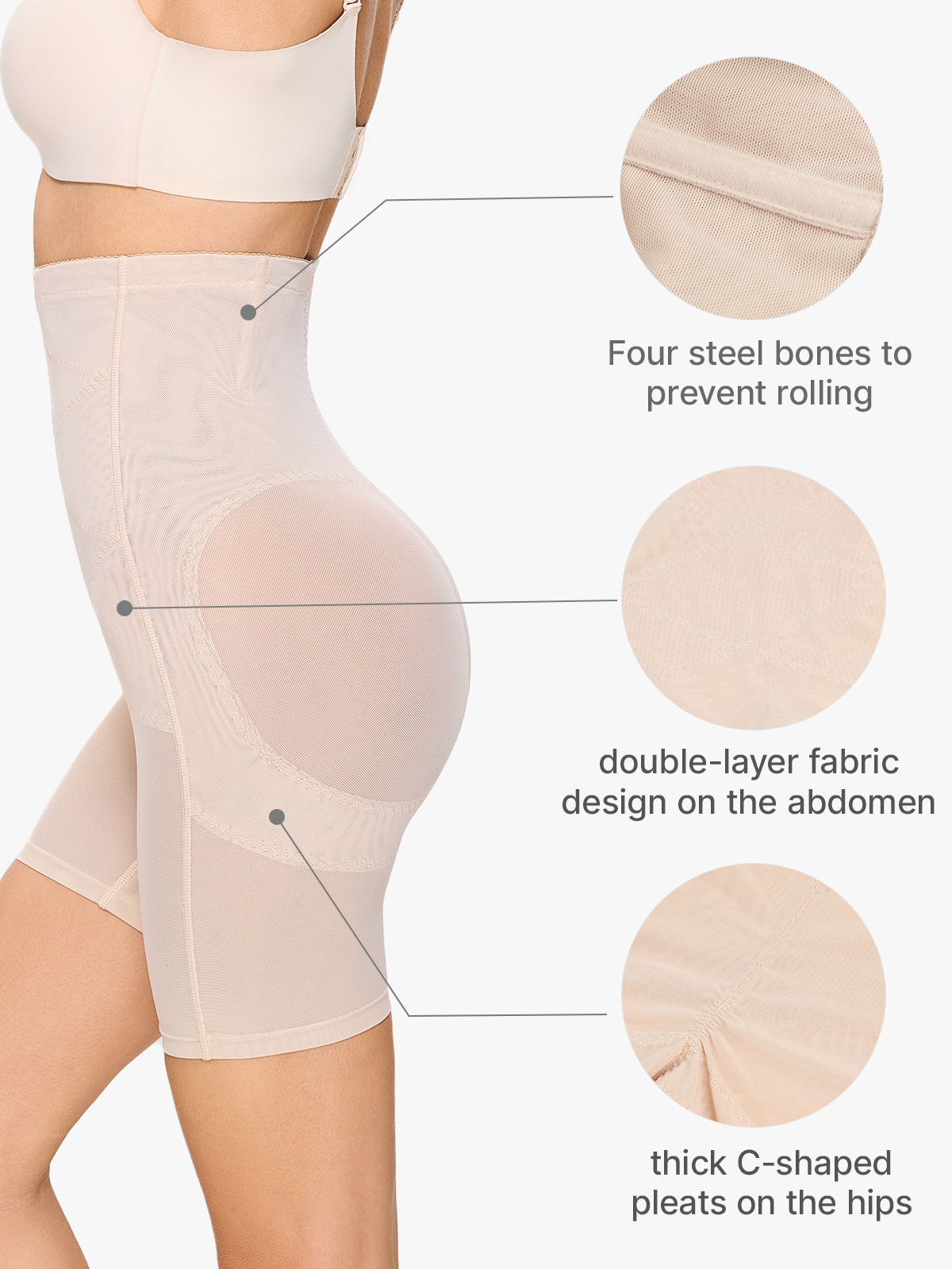 Mesh High Waist Tummy Control Shaper Shorts Butt Lifter Thigh Slimmers