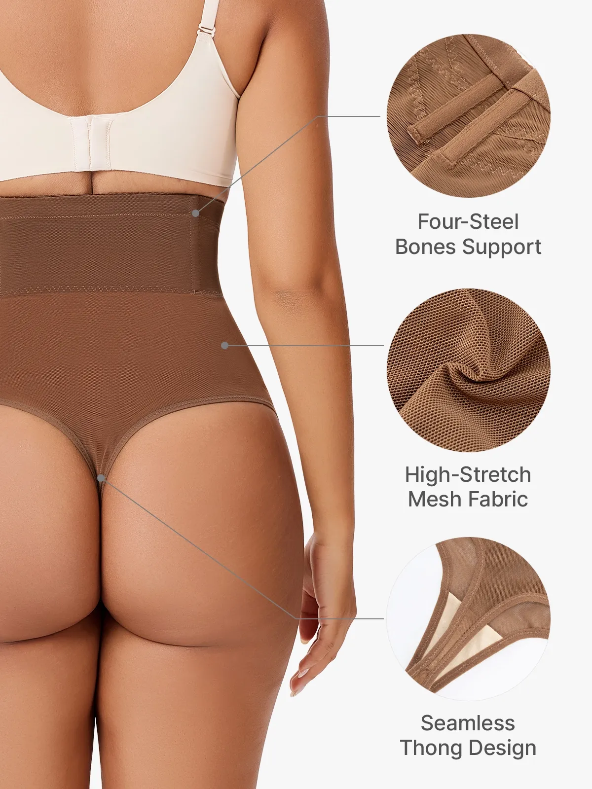 Tummy Control Thong Shapewear High-Waist Butt Lifter Panties