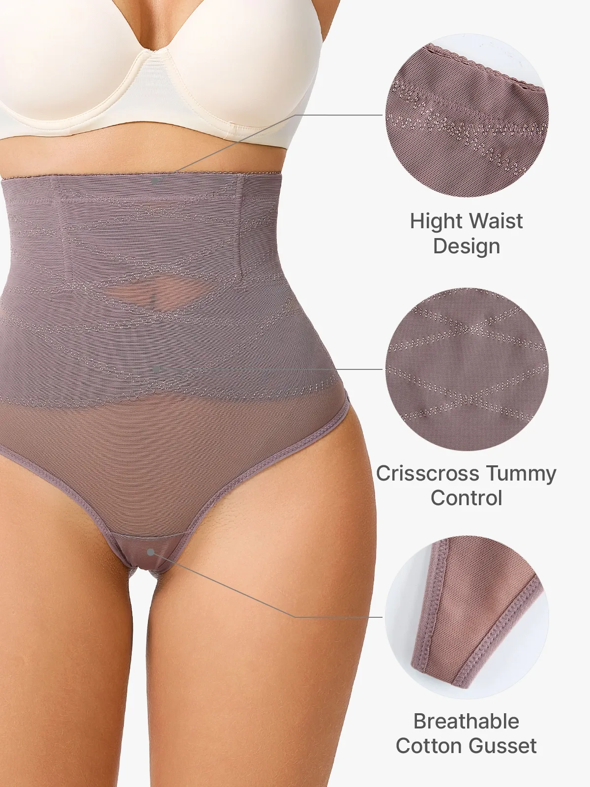 Tummy Control Thong Shapewear High-Waist Butt Lifter Panties