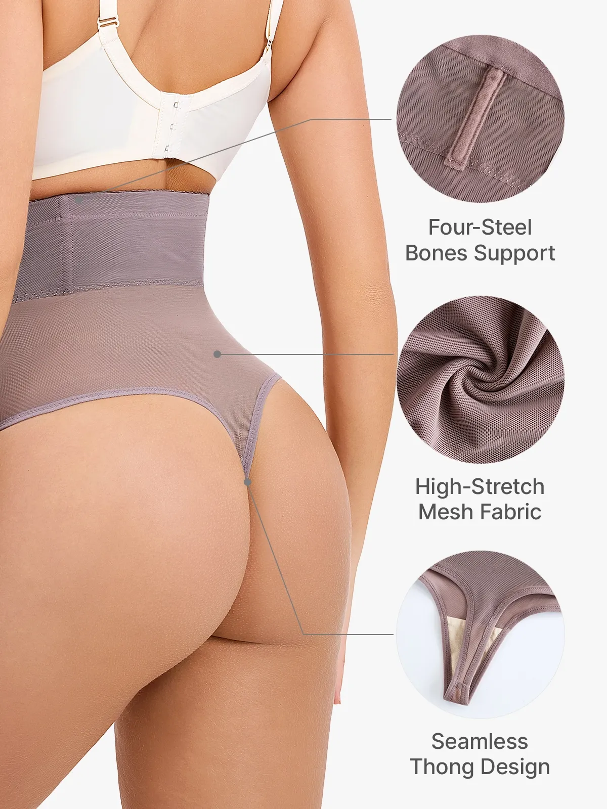 Tummy Control Thong Shapewear High-Waist Butt Lifter Panties