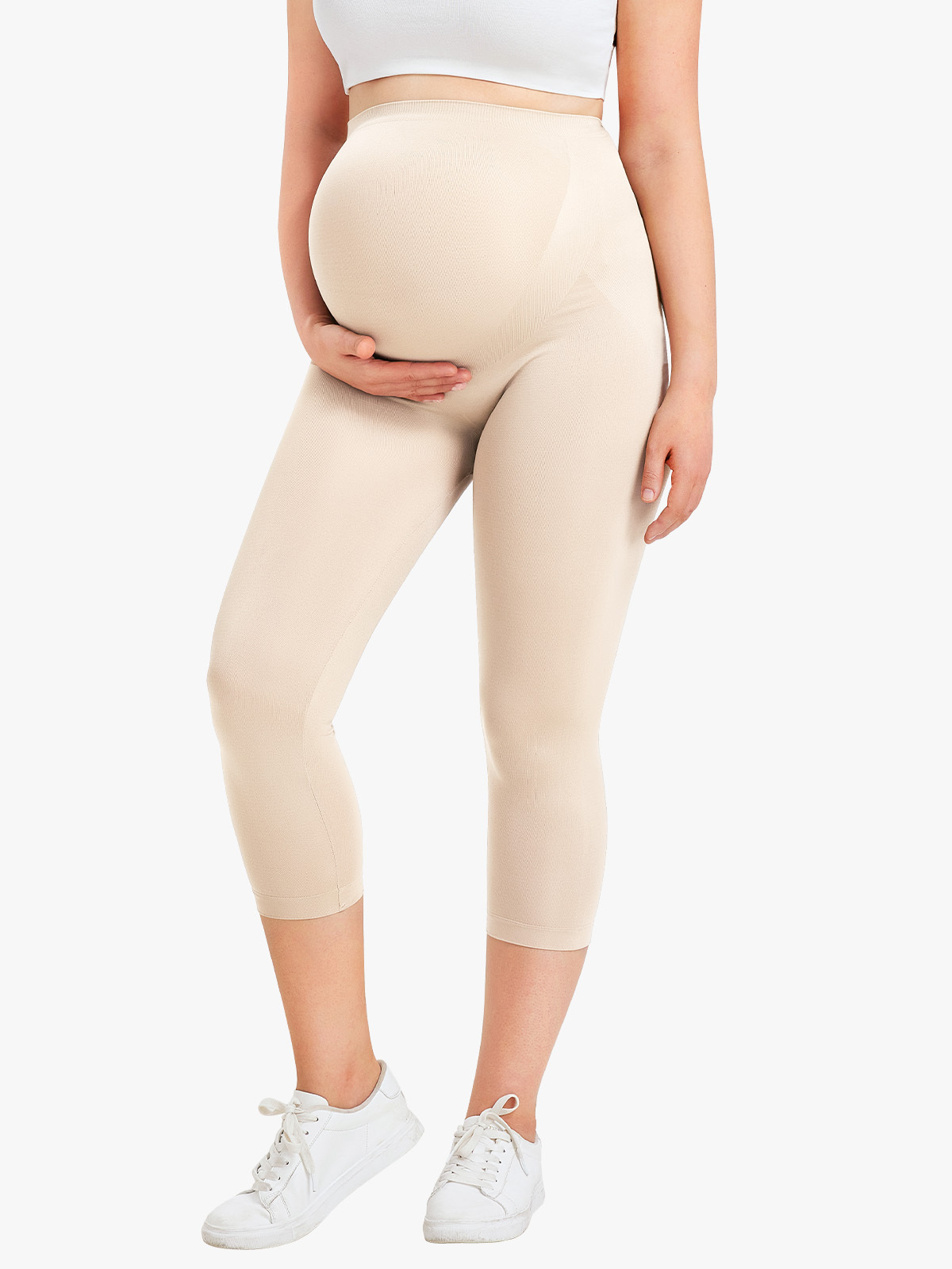 Seamless Maternity Capris Leggings Over Belly Support -Brabic