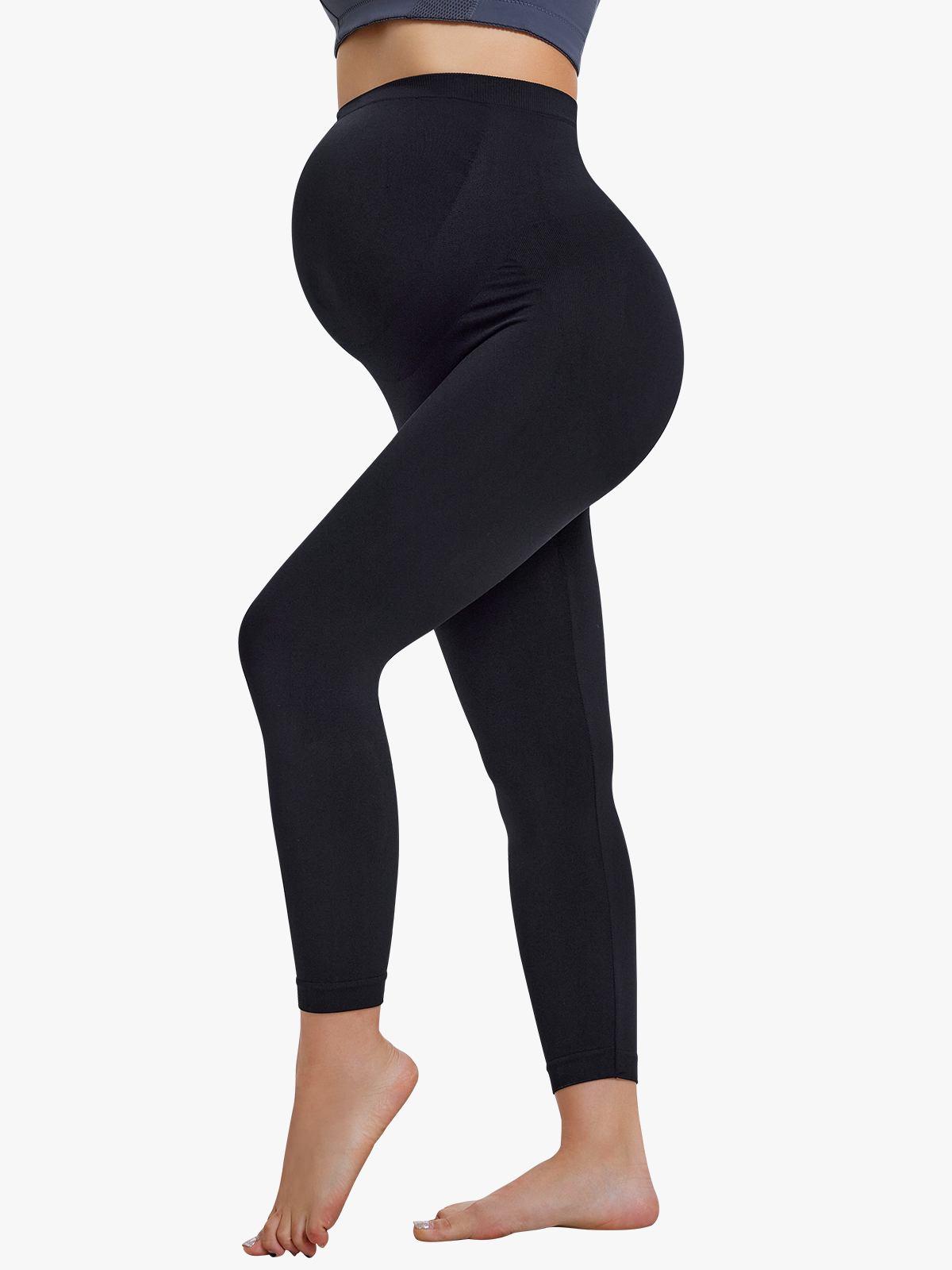 Seamless Maternity Capris Leggings Over Belly Support -Brabic