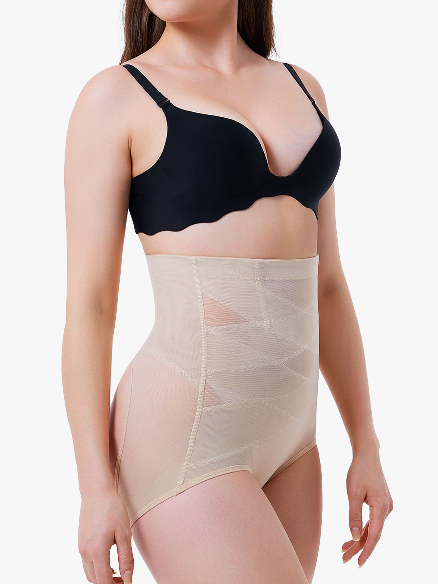 High Waist Invisible Tummy Control Panties With Elastic Waistband And Double Entangled Design