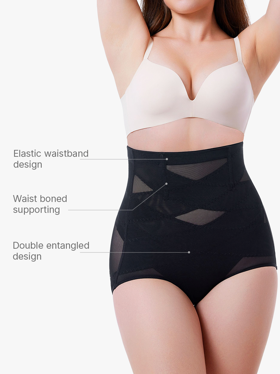 High Waist Invisible Tummy Control Panties With Elastic Waistband And Double Entangled Design