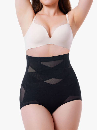 High Waist Invisible Tummy Control Panties With Elastic Waistband And Double Entangled Design-Brabic