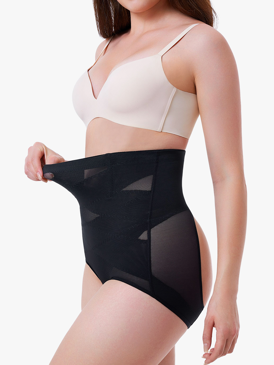 High Waist Invisible Tummy Control Panties With Elastic Waistband And Double Entangled Design