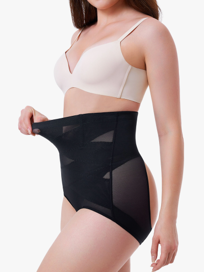 High Waist Invisible Tummy Control Panties With Elastic Waistband And Double Entangled Design