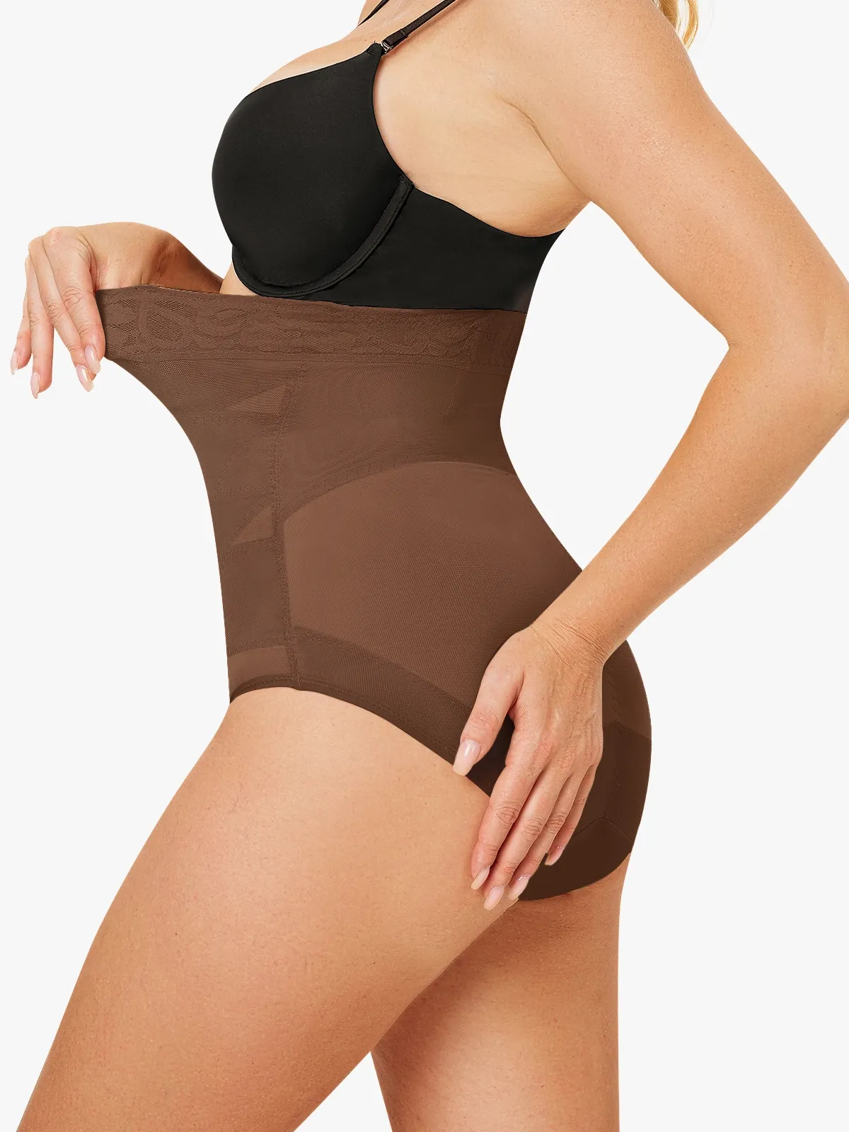 Slimming Double Layer Tummy Control High-Waist Lace Panties