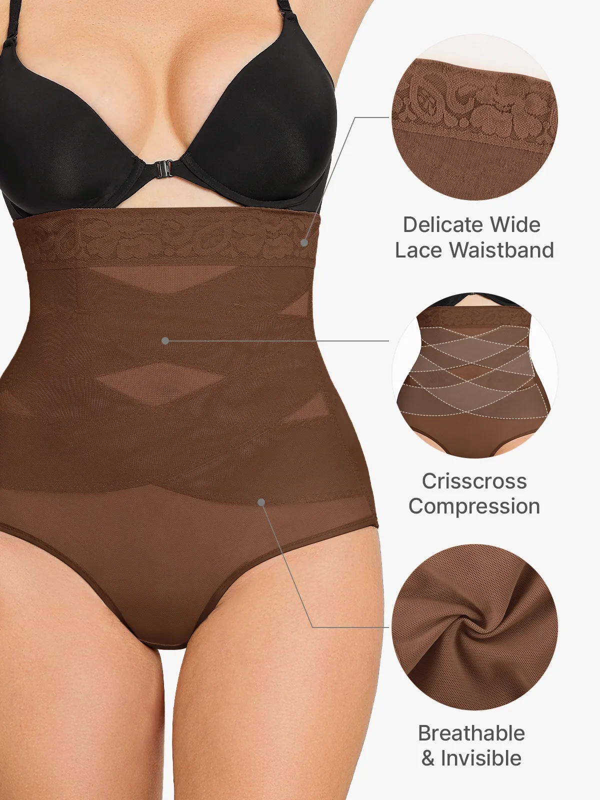 Slimming Double Layer Tummy Control High-Waist Lace Panties