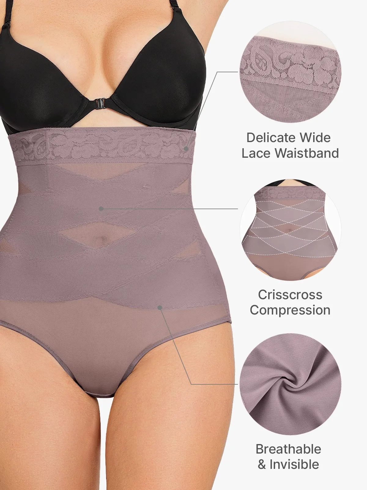 Slimming Double Layer Tummy Control High-Waist Lace Panties