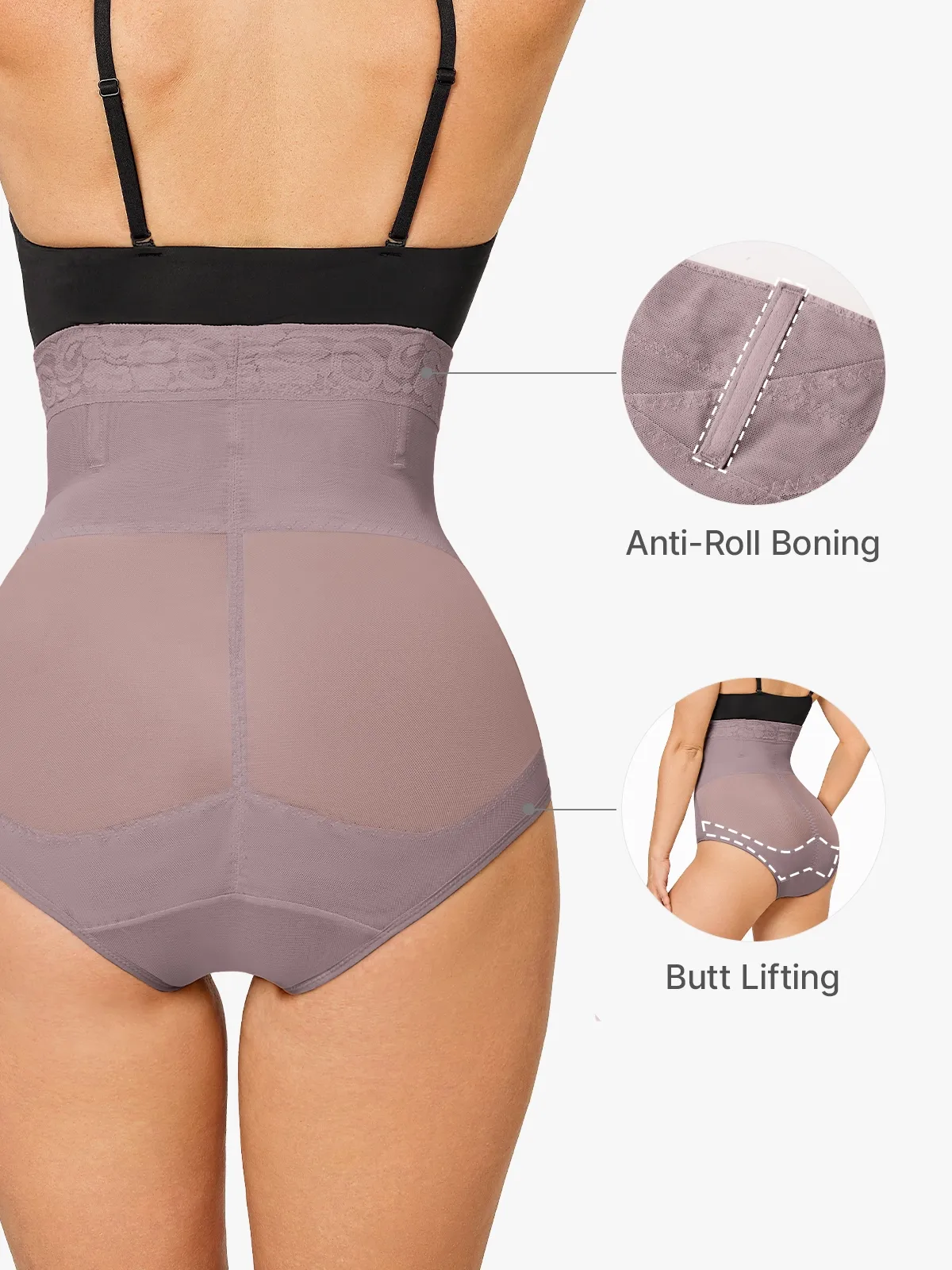Slimming Double Layer Tummy Control High-Waist Lace Panties