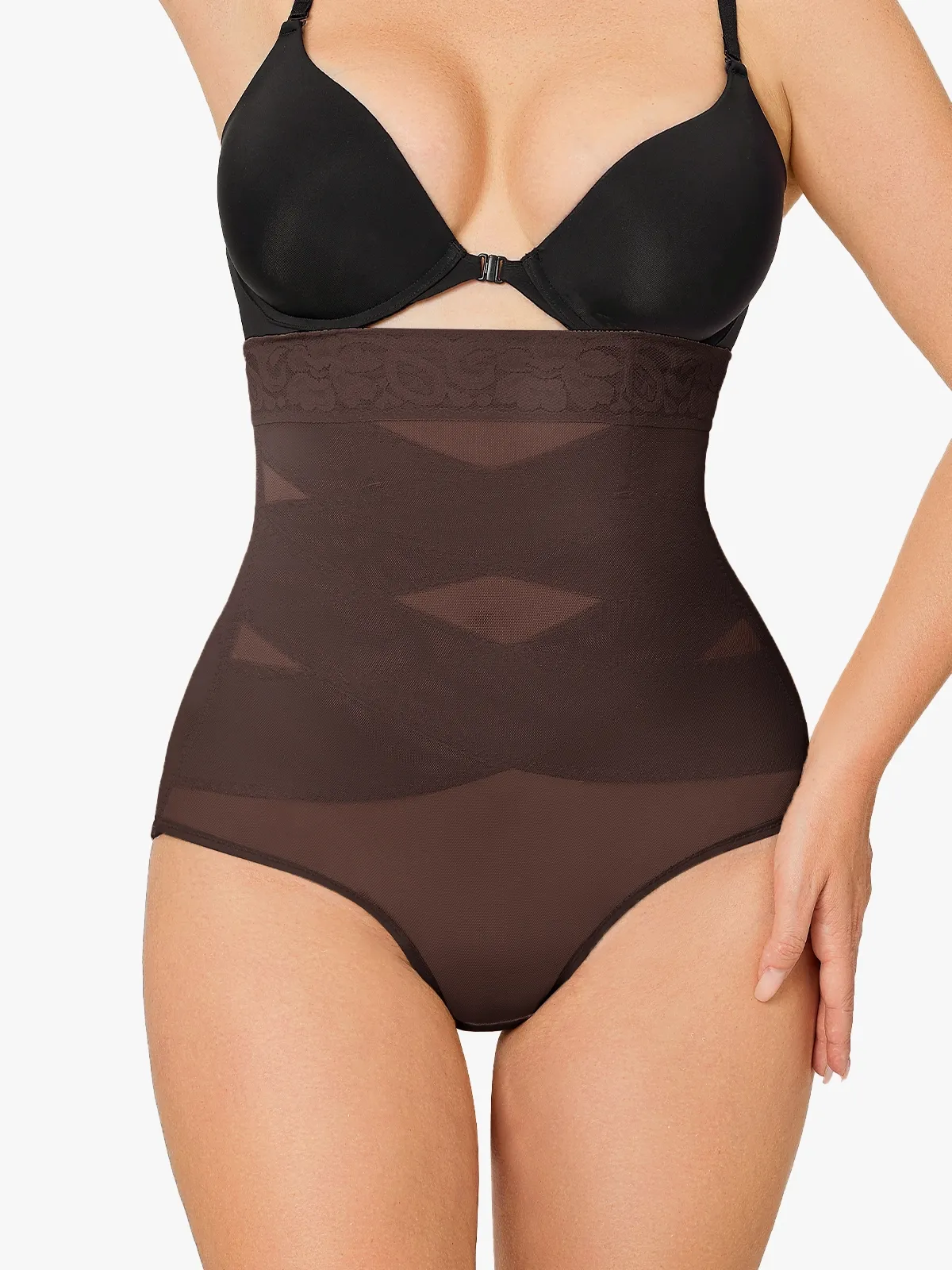 Slimming Double Layer Tummy Control High-Waist Lace Panties