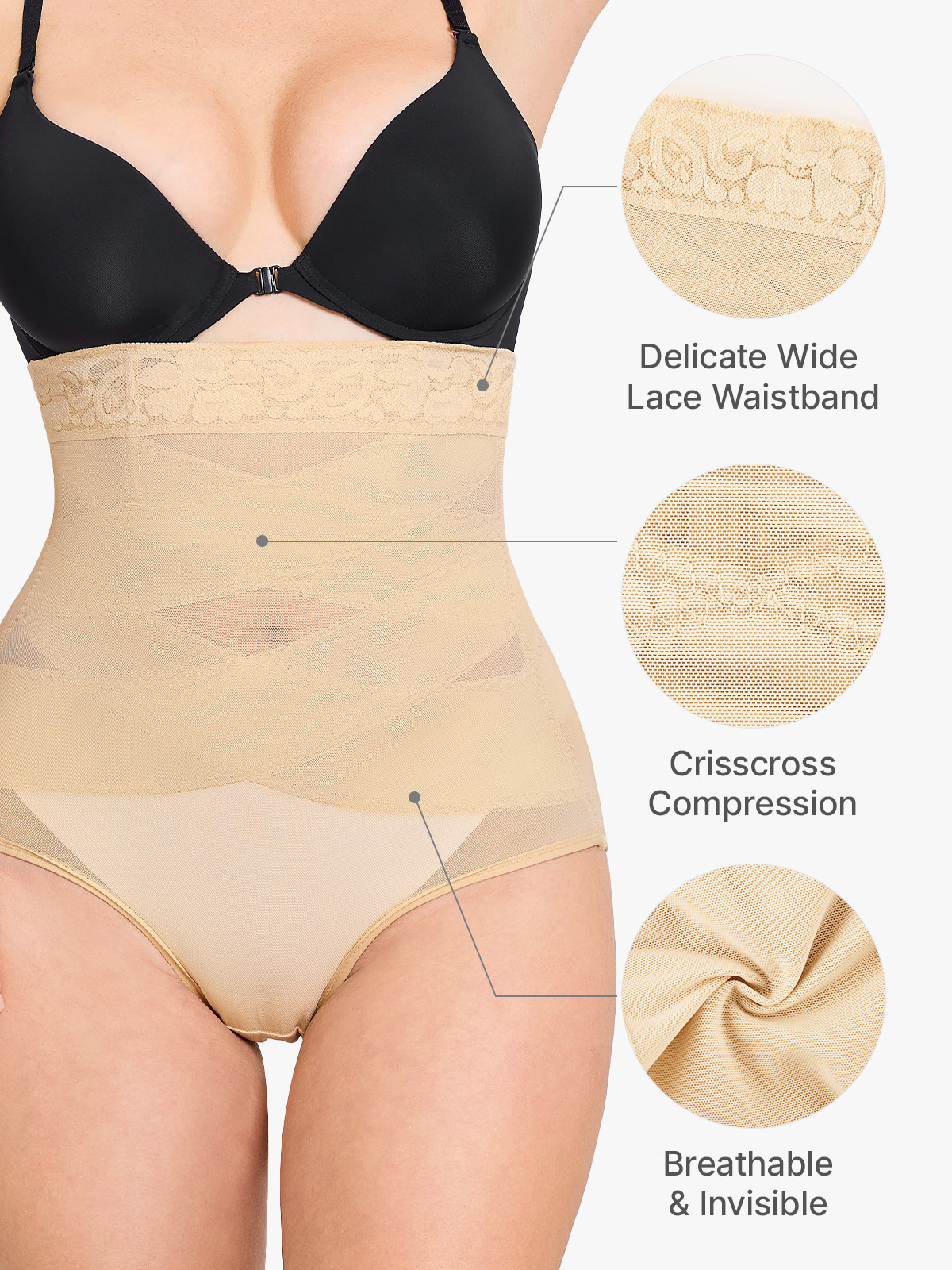 Slimming Double Layer Tummy Control High-Waist Lace Panties