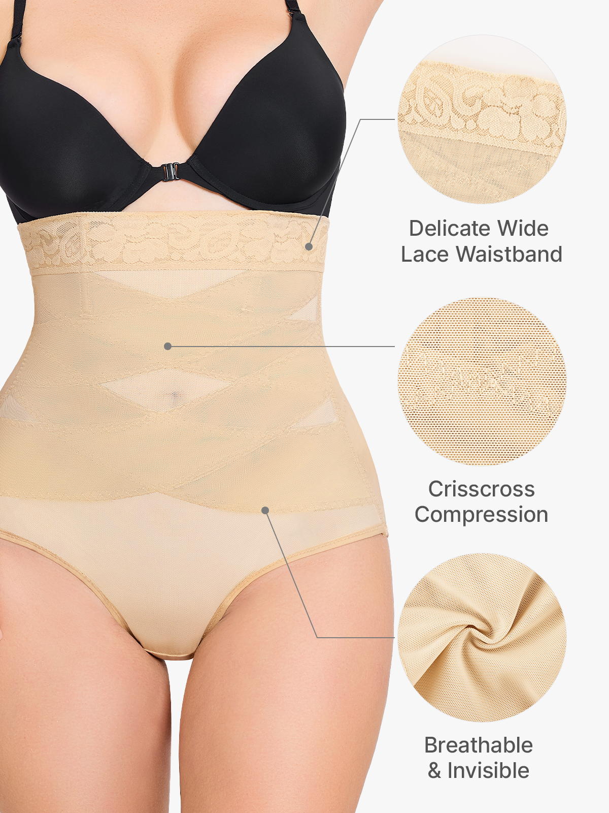 Slimming Double Layer Tummy Control High-Waist Lace Panties
