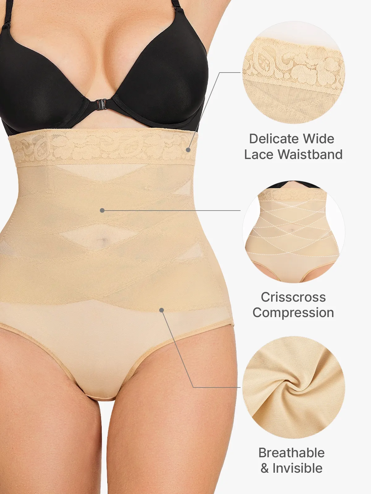 Slimming Double Layer Tummy Control High-Waist Lace Panties