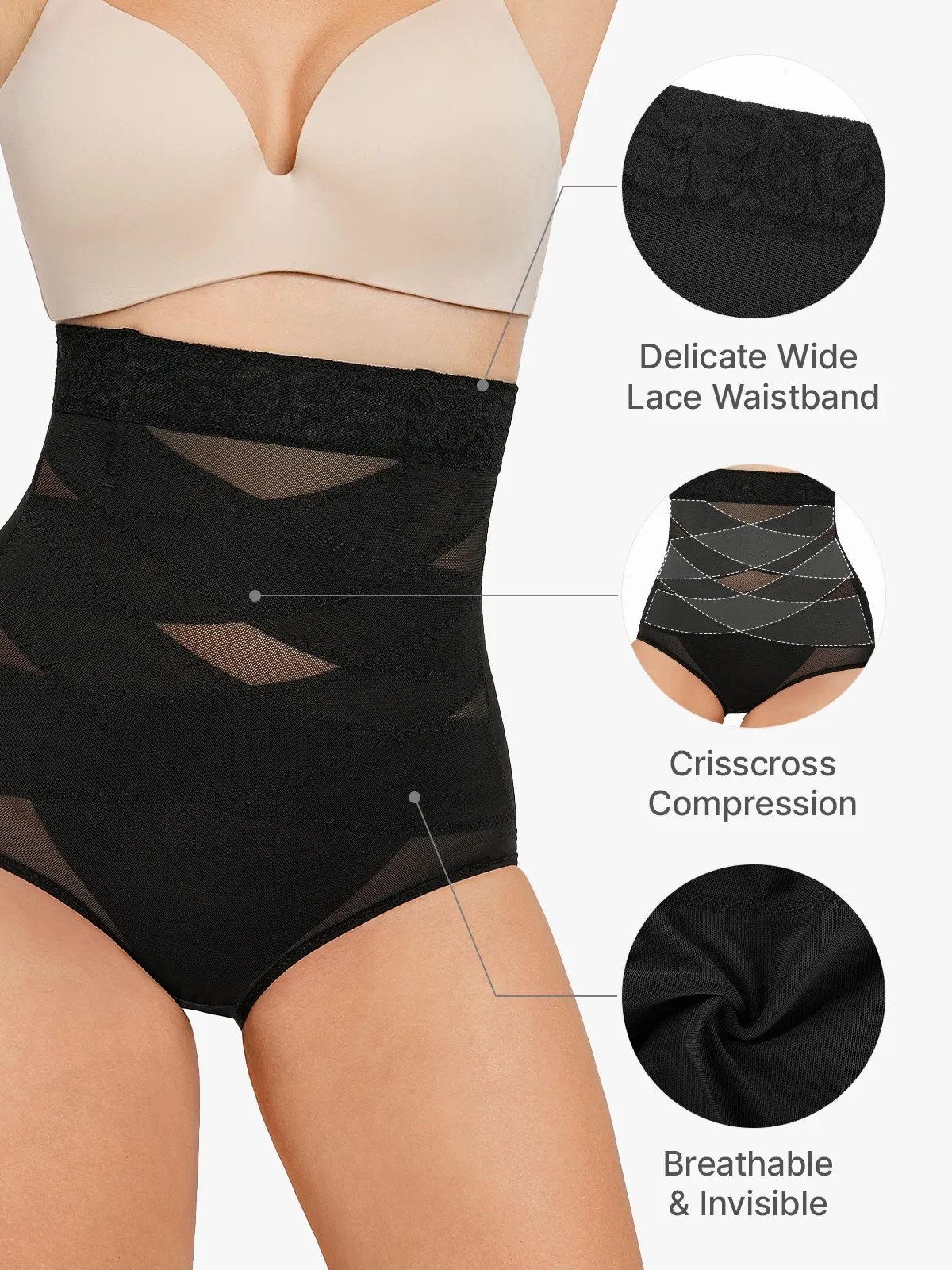 Slimming Double Layer Tummy Control High-Waist Lace Panties