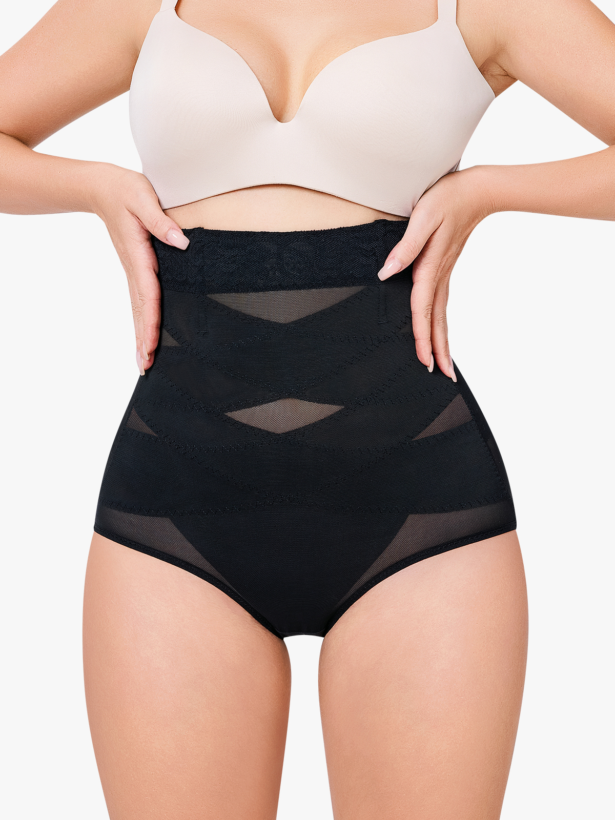 Slimming Double Layer Tummy Control High-Waist Lace Panties