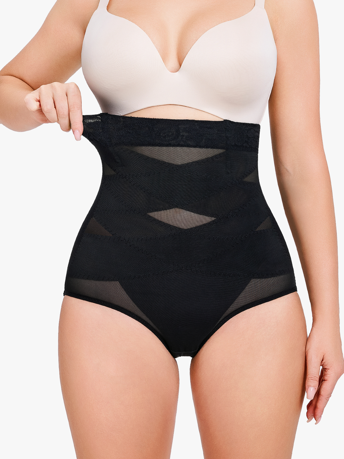 Slimming Double Layer Tummy Control High-Waist Lace Panties