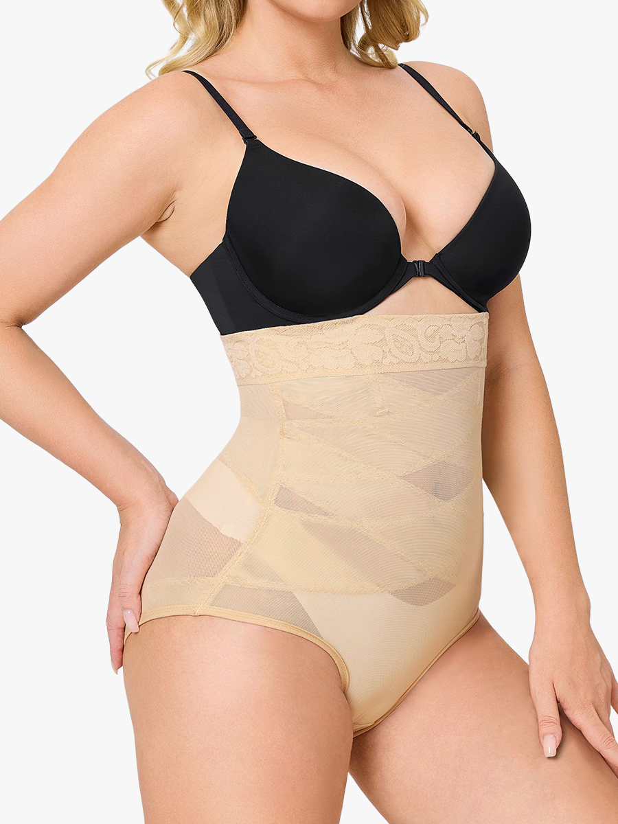 Slimming Double Layer Tummy Control High-Waist Lace Panties