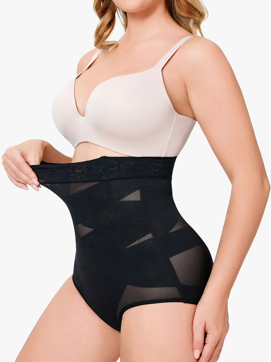 Slimming Double Layer Tummy Control High-Waist Lace Panties