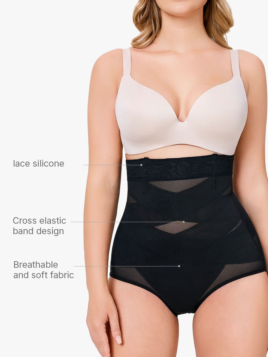 Slimming Double Layer Tummy Control High-Waist Lace Panties