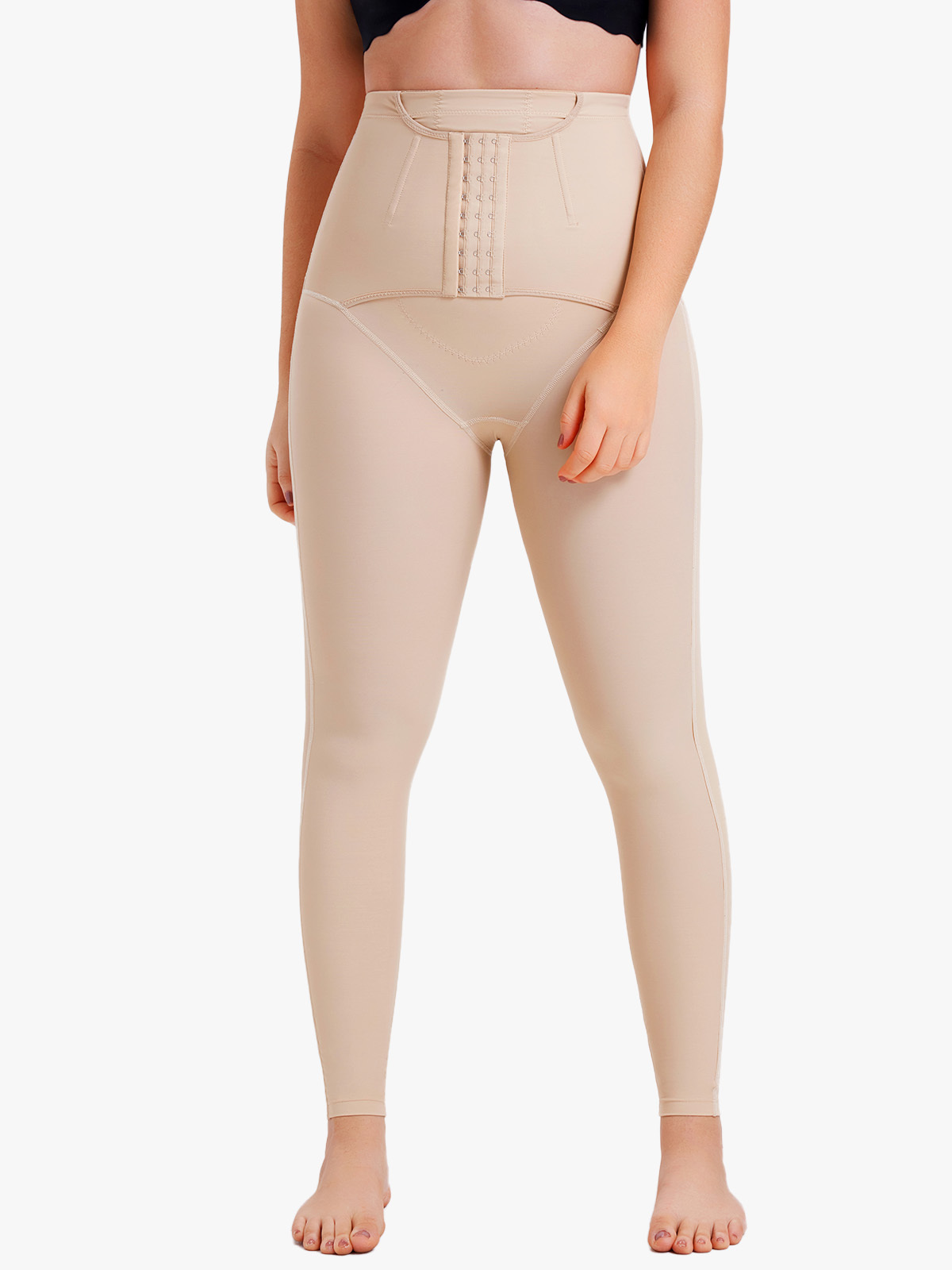Versatile High Elastic Leggings with Buckle Closure Tummy Control Design-Brabic