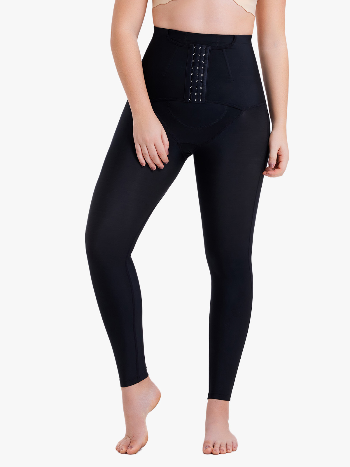 Versatile High Elastic Leggings with Buckle Closure Tummy Control Design-Brabic