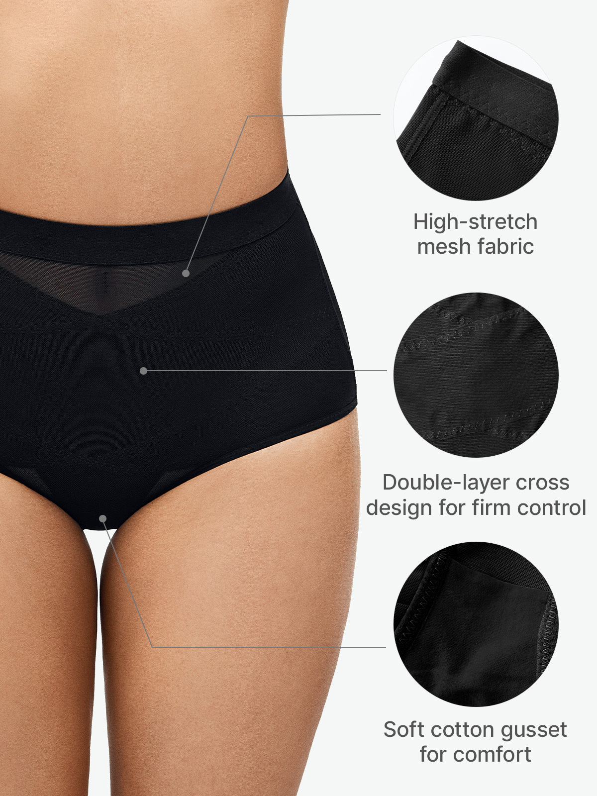 Mesh Tummy Control Shapewear Brief-Brabic