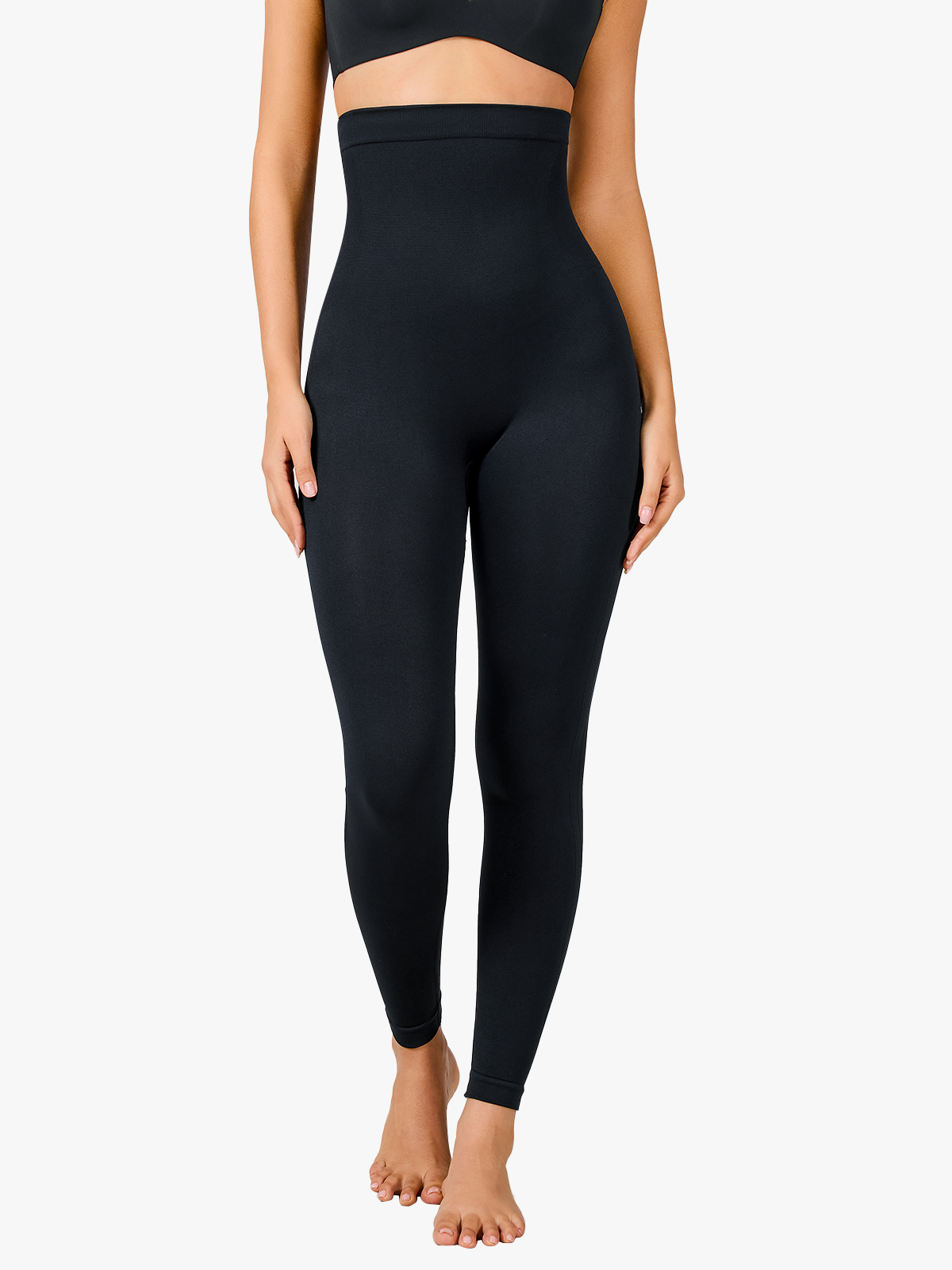 Seamless Tummy Control Leggings with Anti-Roll Waistband-Brabic