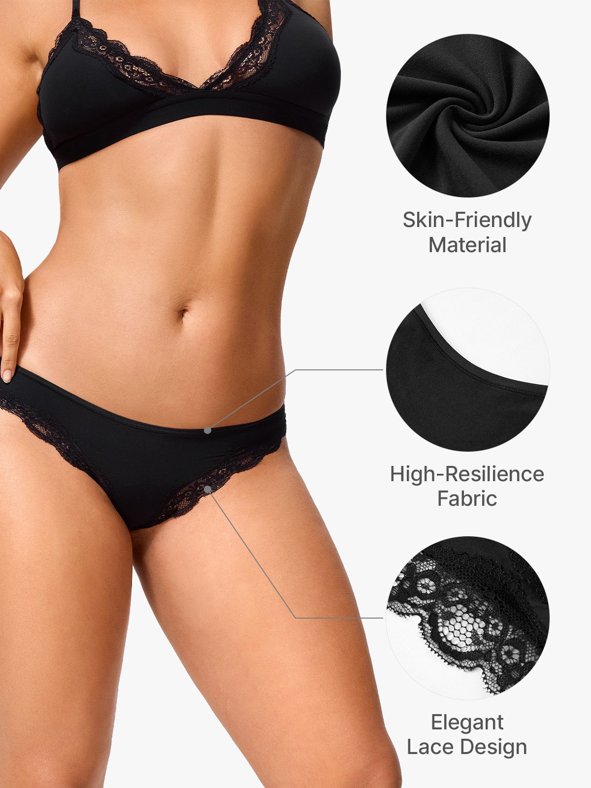 Lace Trim Skin-Friendly Thong