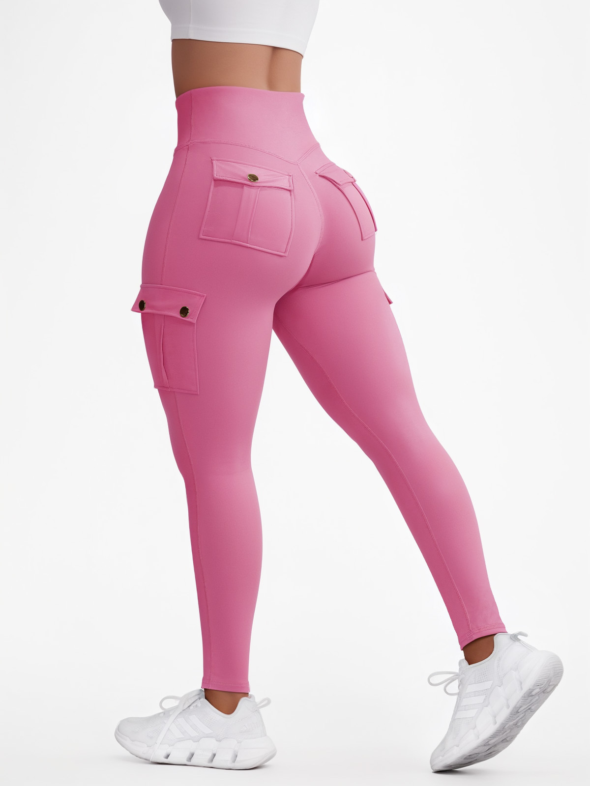 High Waist Tummy Control Workout Cargo Leggings with Pockets
