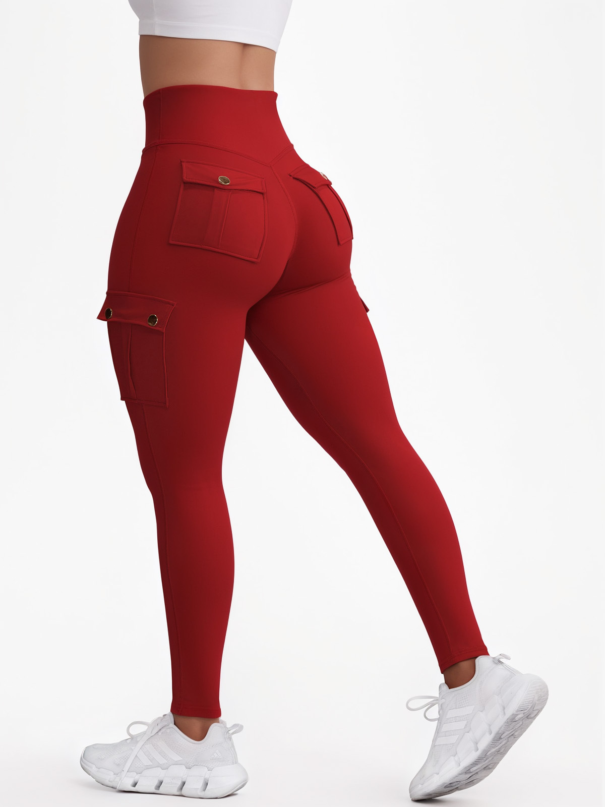High Waist Tummy Control Workout Cargo Leggings with Pockets