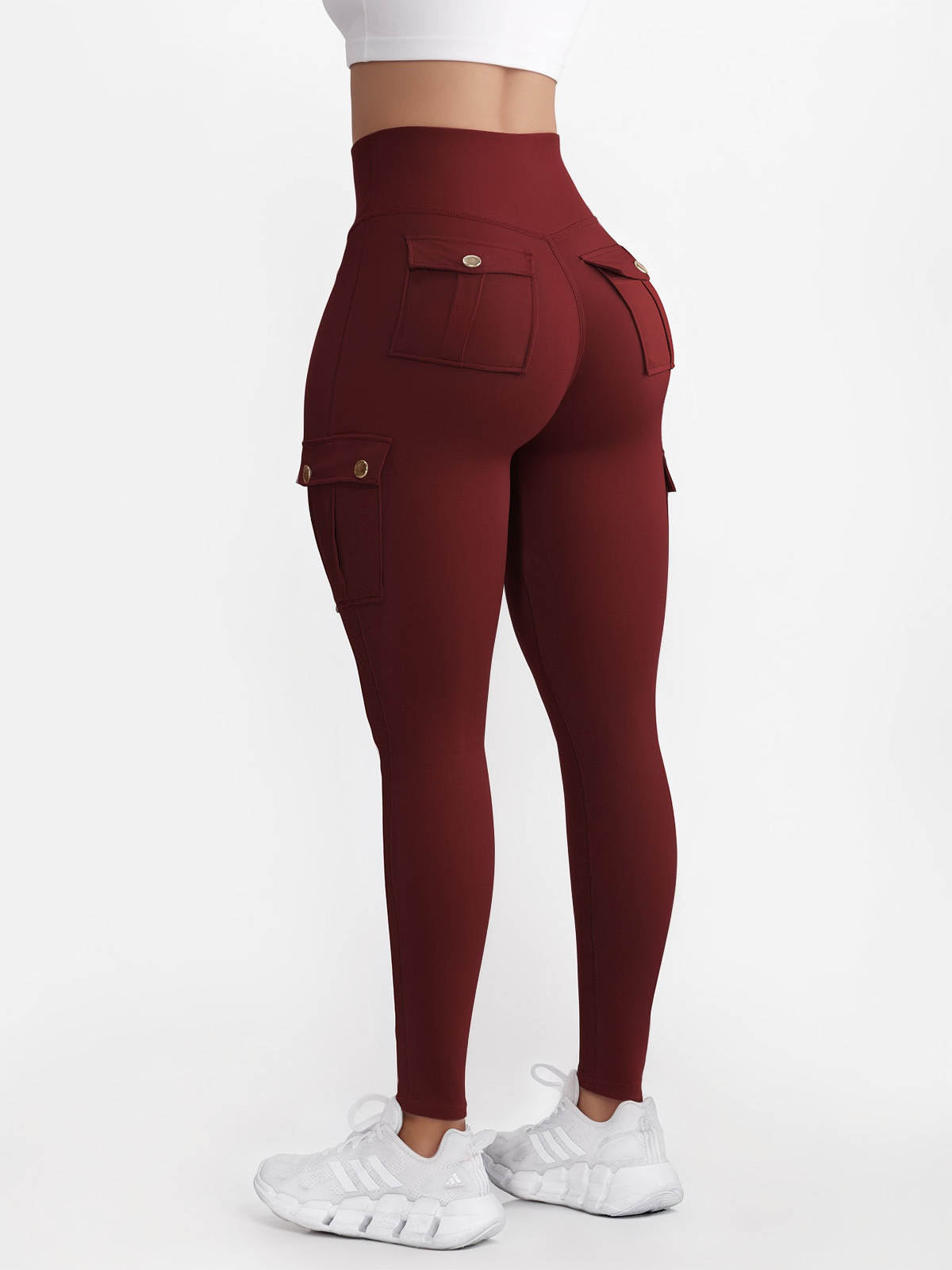 High Waist Tummy Control Workout Cargo Leggings with Pockets