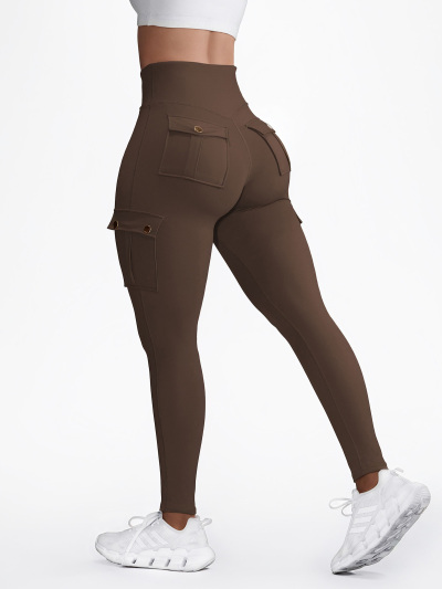 High Waist Tummy Control Workout Cargo Leggings with Pockets