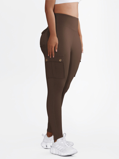 High Waist Tummy Control Workout Cargo Leggings with Pockets