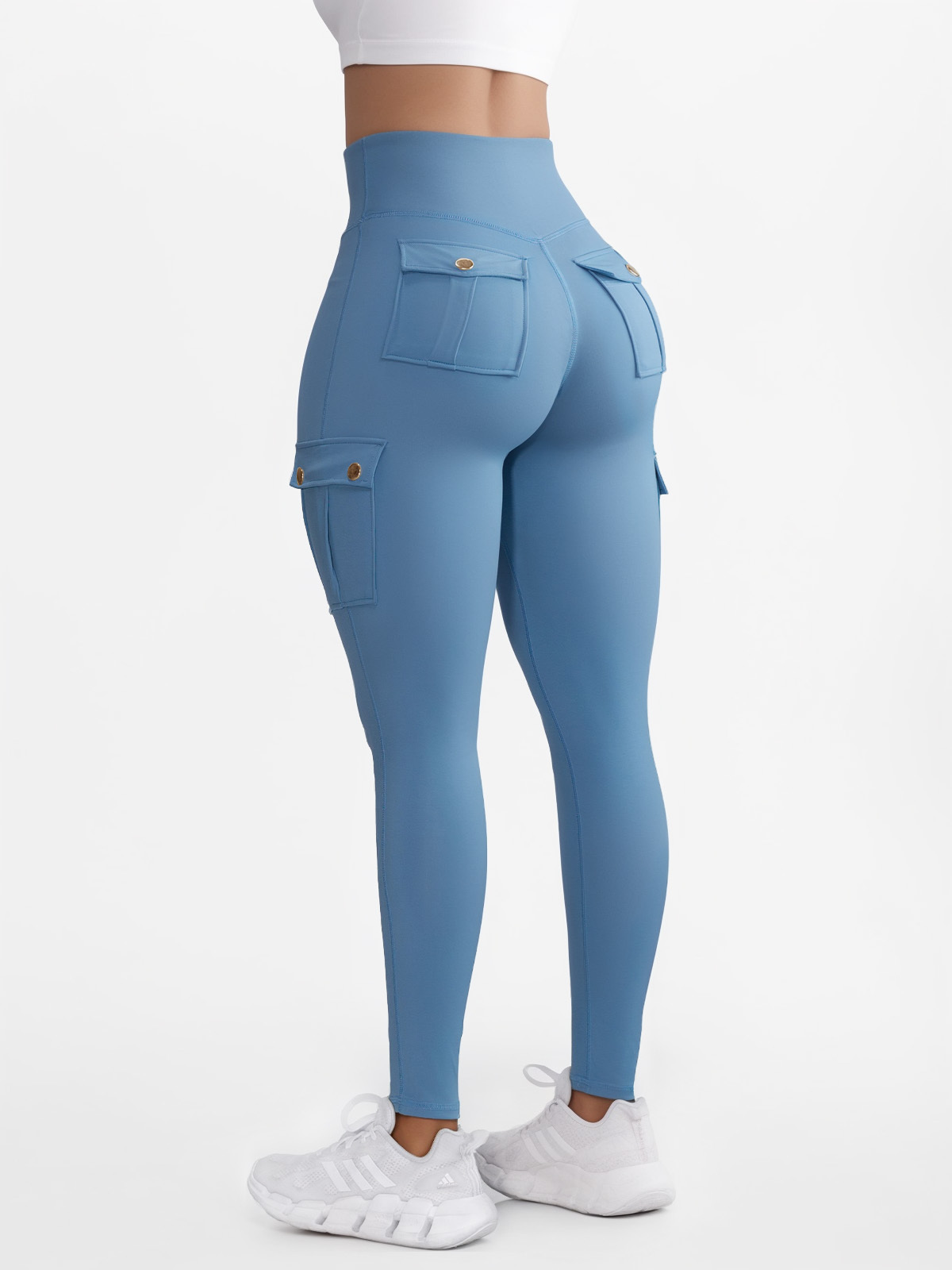 High Waist Tummy Control Workout Cargo Leggings with Pockets