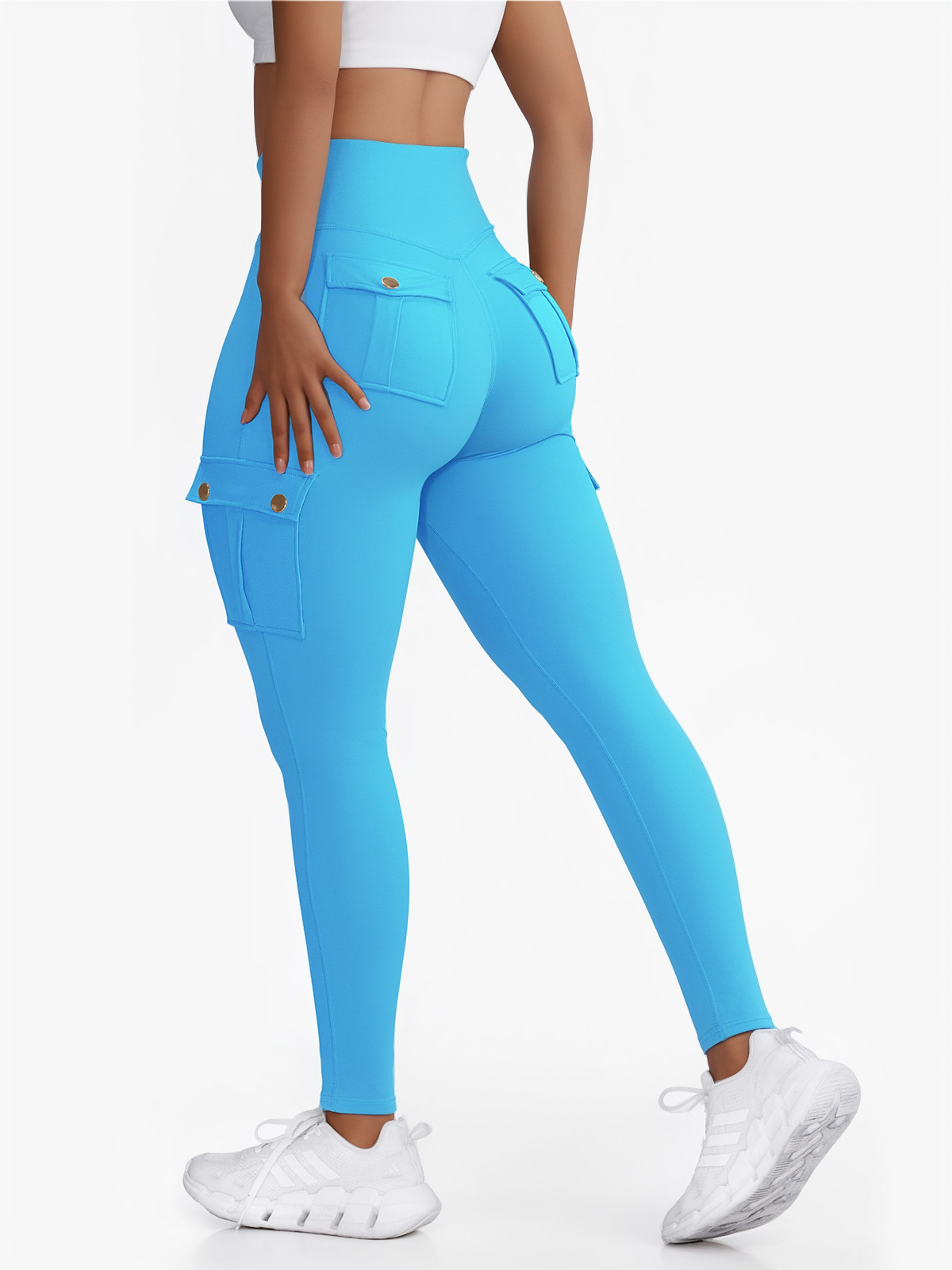 High Waist Tummy Control Workout Cargo Leggings with Pockets