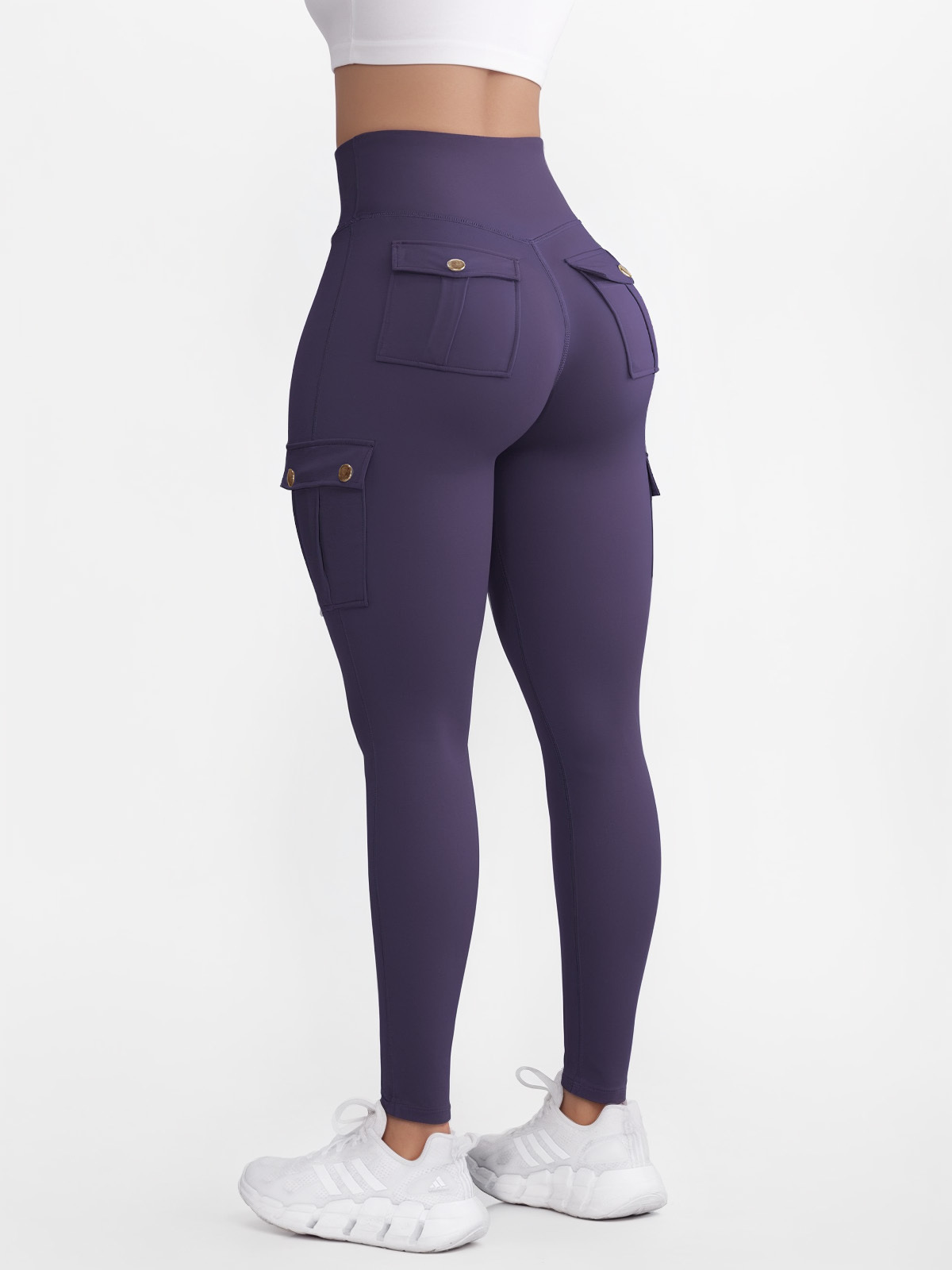 High Waist Tummy Control Workout Cargo Leggings with Pockets