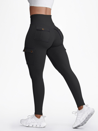 High Waist Tummy Control Workout Cargo Leggings with Pockets