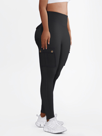 High Waist Tummy Control Workout Cargo Leggings with Pockets