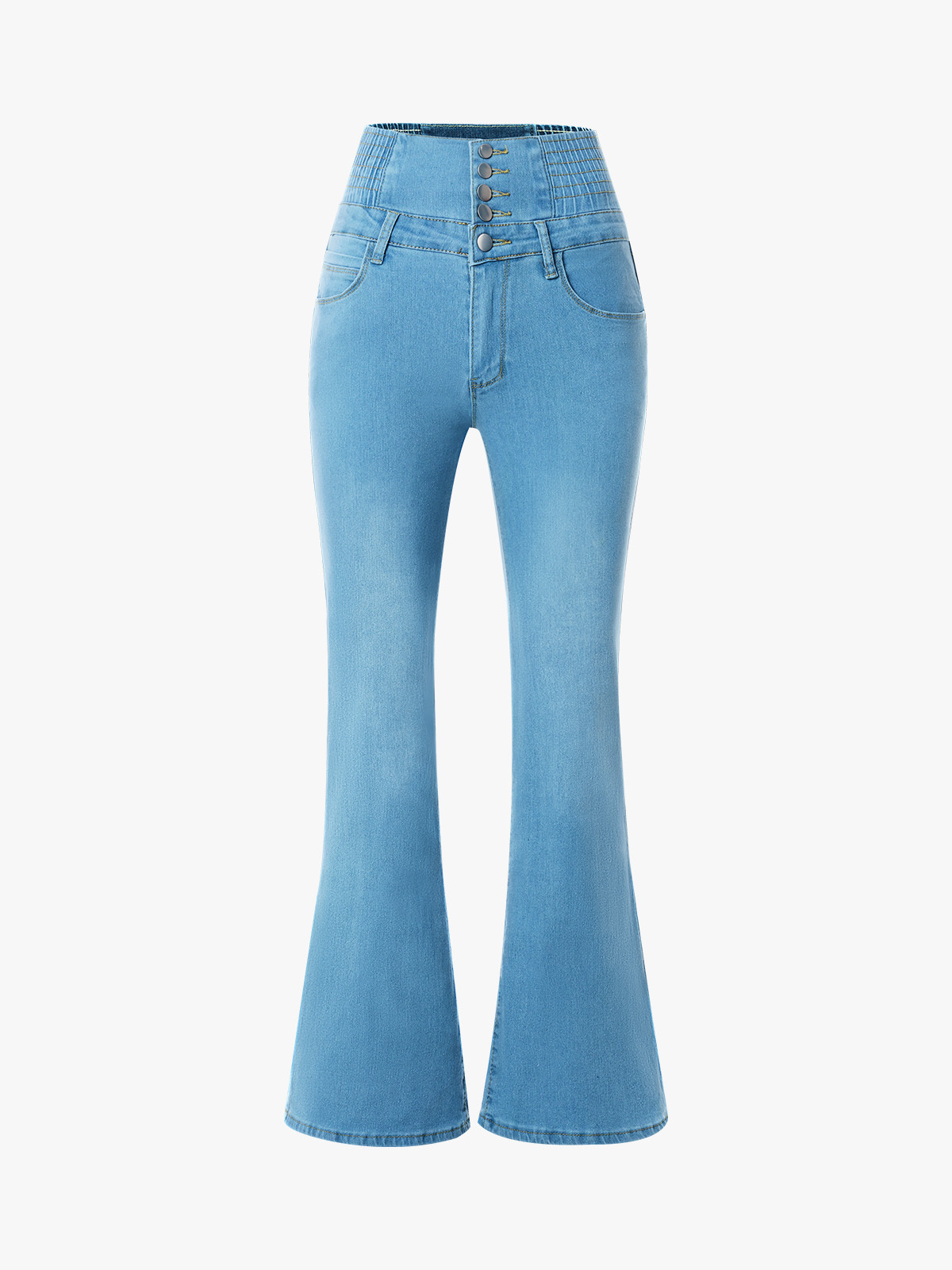 High Waist Flare Jeans with Stretchy Waistband