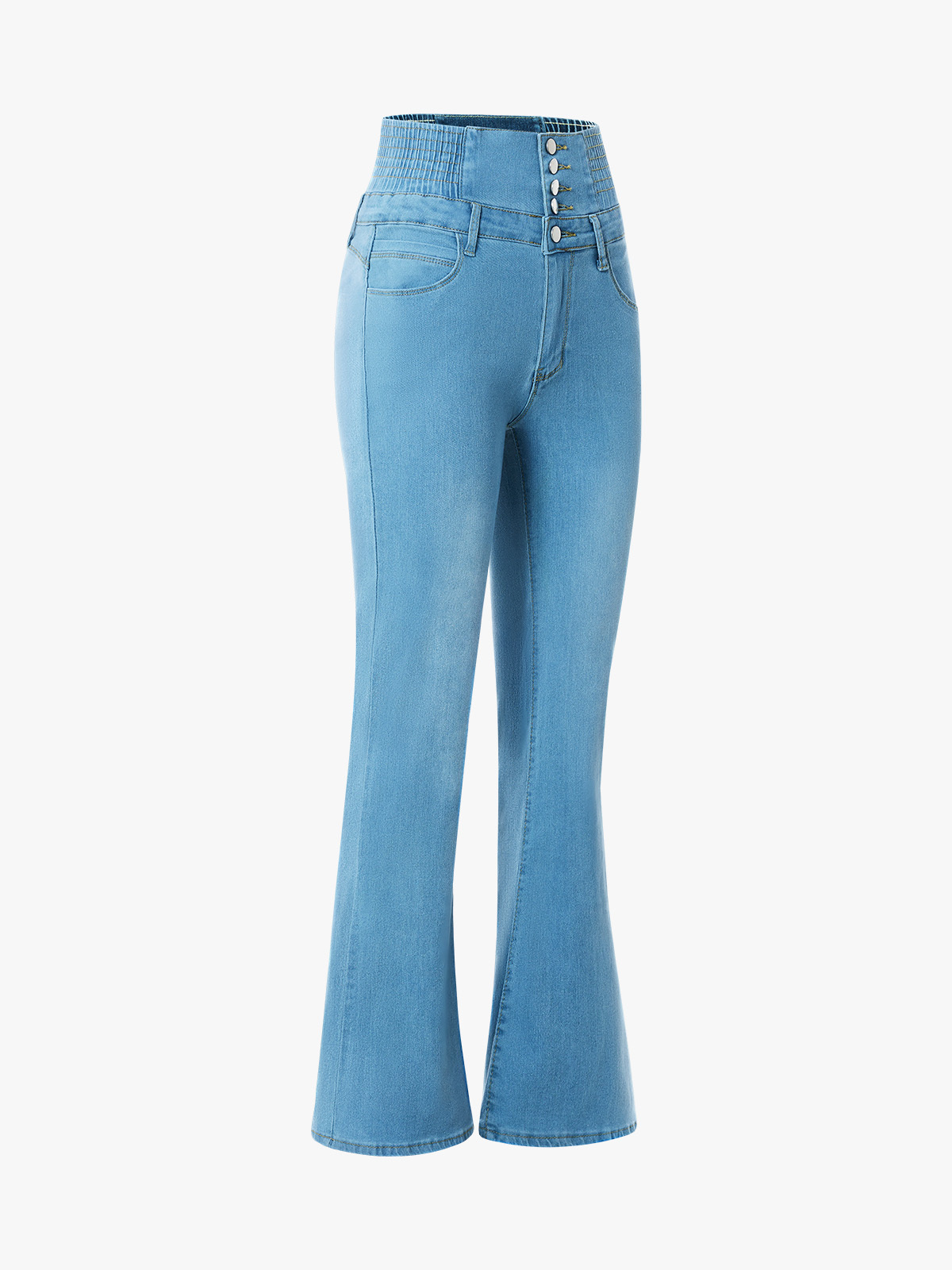 High Waist Flare Jeans with Stretchy Waistband