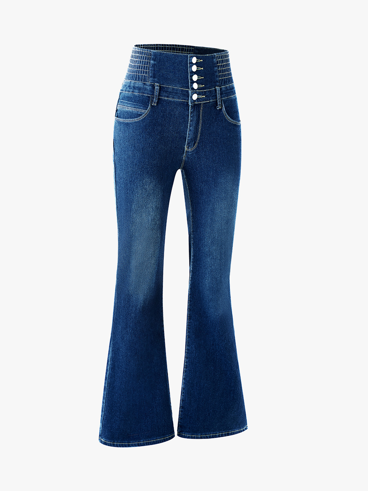 High Waist Flare Jeans with Stretchy Waistband