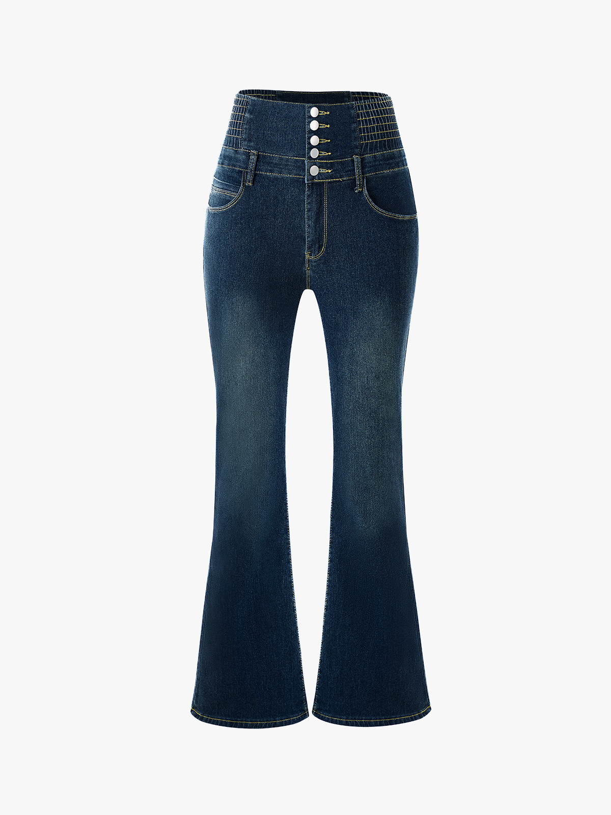 High Waist Flare Jeans with Stretchy Waistband
