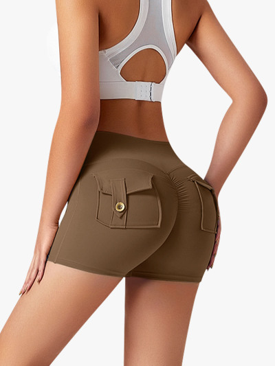 High Waist Tummy Control Scrunch Workout Shorts with Pockets