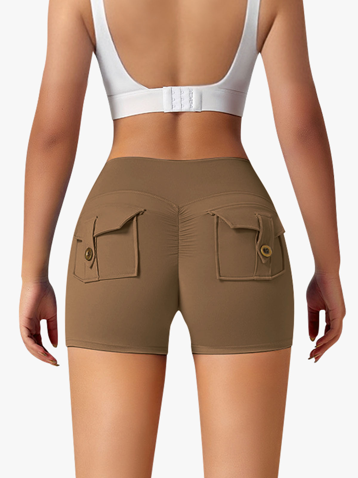 High Waist Tummy Control Scrunch Workout Shorts with Pockets