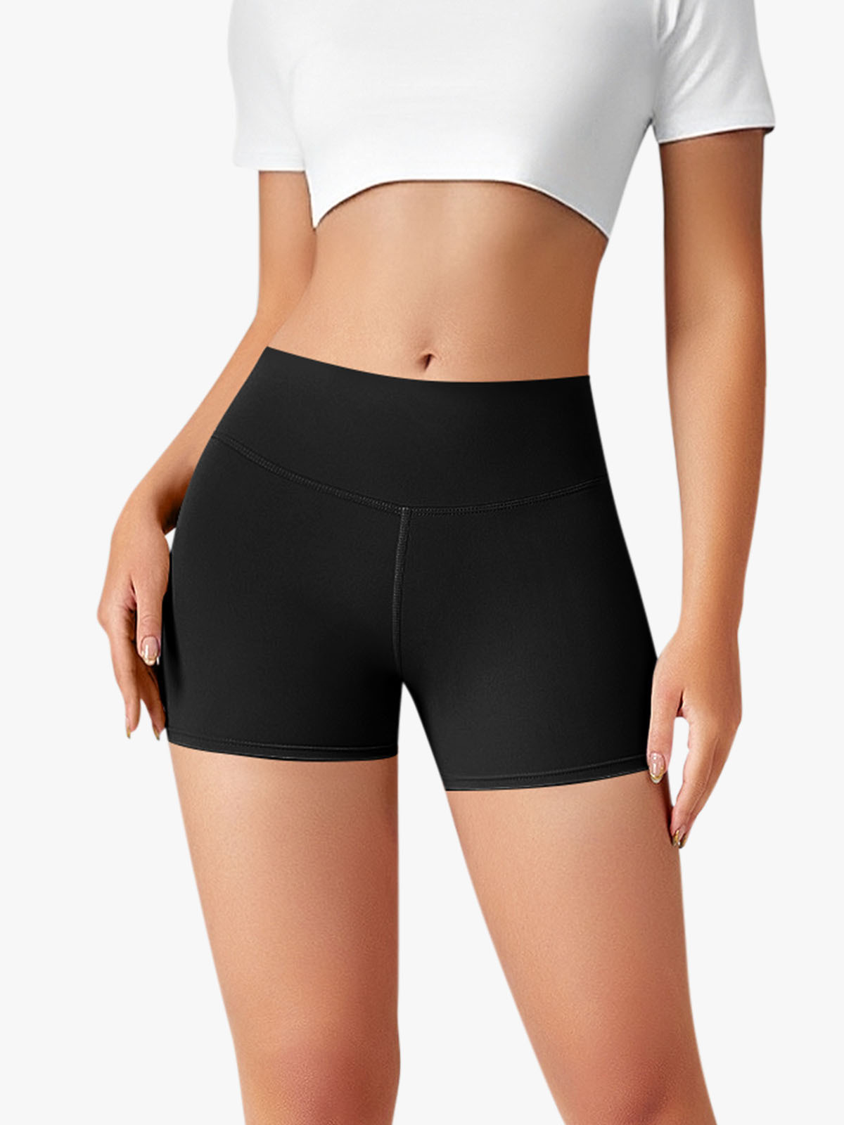 High Waist Tummy Control Scrunch Workout Shorts with Pockets-Brabic