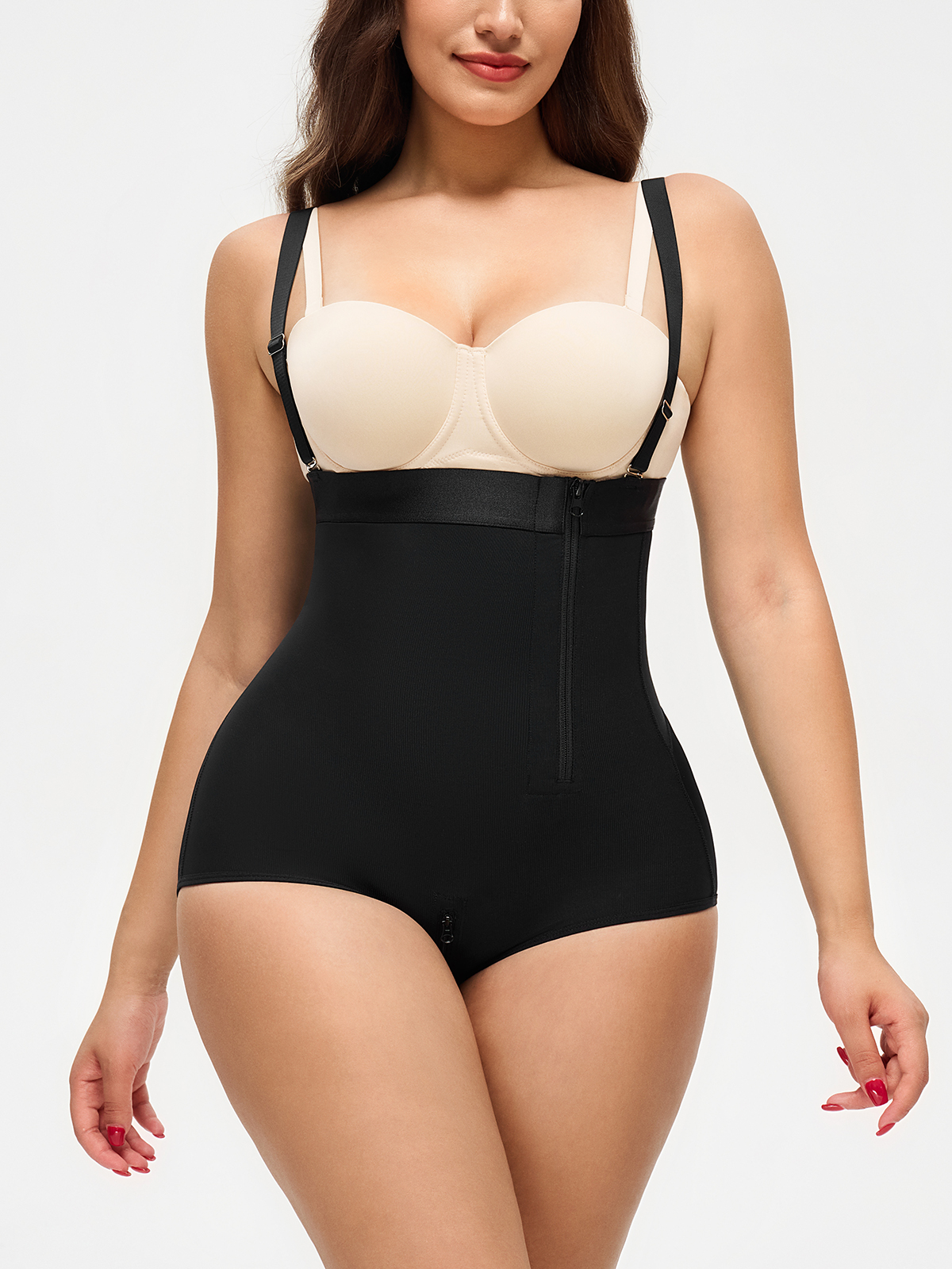 High Waist Tummy Control Crotch Opening Control Panty with Detachable Straps